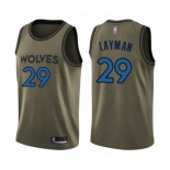 Men's Minnesota Timberwolves #29 Jake Layman Swingman Green Salute to Service Basketball Jersey