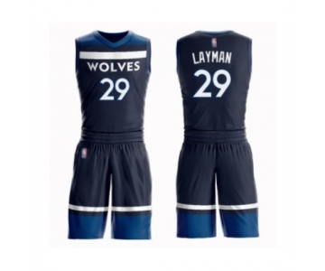 Men's Minnesota Timberwolves #29 Jake Layman Swingman Navy Blue Basketball Suit Jersey - Icon Edition