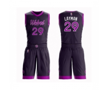 Men's Minnesota Timberwolves #29 Jake Layman Swingman Purple Basketball Suit Jersey - City Edition