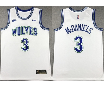 Men's Minnesota Timberwolves #3 Jaden McDaniels White City Edition Stitched Jersey