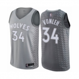 Men's Minnesota Timberwolves #34 Noah Vonleh Authentic Gray Basketball Jersey - City Edition