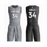 Men's Minnesota Timberwolves #34 Noah Vonleh Swingman Gray Basketball Suit Jersey - City Edition