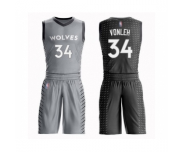 Men's Minnesota Timberwolves #34 Noah Vonleh Swingman Gray Basketball Suit Jersey - City Edition