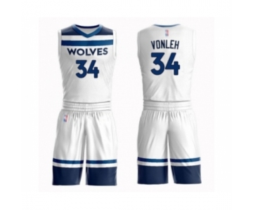 Men's Minnesota Timberwolves #34 Noah Vonleh Swingman White Basketball Suit Jersey - Association Edition