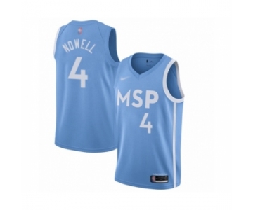 Men's Minnesota Timberwolves #4 Jaylen Nowell Swingman Blue Basketball Jersey - 2019 20 City Edition