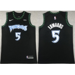 Men's Minnesota Timberwolves #5 Anthony Edwards Black City Edition Stitched Jersey