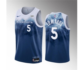 Men's Minnesota Timberwolves #5 Anthony Edwards Blue 2023-24 City Edition Stitched Jersey