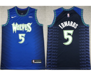 Men's Minnesota Timberwolves #5 Anthony Edwards Blue City Edition Stitched Jersey