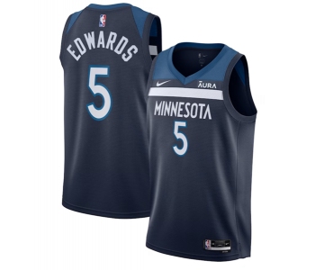 Men's Minnesota Timberwolves #5 Anthony Edwards Navy Icon Edition Stitched Jersey