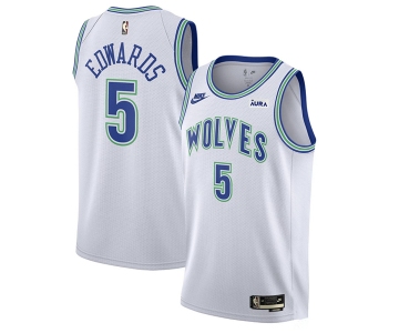 Men's Minnesota Timberwolves #5 Anthony Edwards White 2023-24 Classic Edition Stitched Jersey