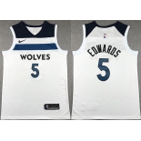 Men's Minnesota Timberwolves #5 Anthony Edwards White Association Edition Stitched Jersey