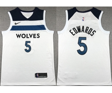 Men's Minnesota Timberwolves #5 Anthony Edwards White Association Edition Stitched Jersey