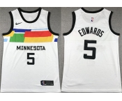 Men's Minnesota Timberwolves #5 Anthony Edwards White City Edition Stitched Jersey