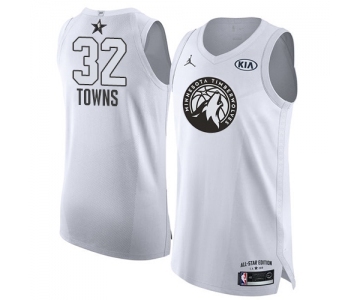 Men's Nike Jordan Minnesota Timberwolves #32 Karl-Anthony Towns Authentic White 2018 All-Star Game NBA Jersey