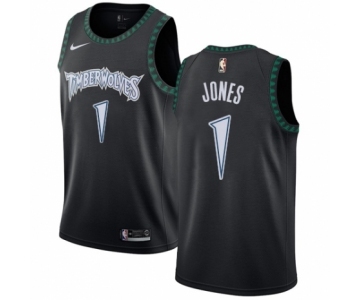 Men's Nike Minnesota Timberwolves #1 Tyus Jones Swingman Black Hardwood Classics Jersey