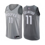 Men's Nike Minnesota Timberwolves #11 Jamal Crawford Authentic Gray NBA Jersey - City Edition