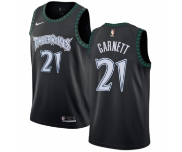 Men's Nike Minnesota Timberwolves #21 Kevin Garnett Authentic Black Hardwood Classics Jersey