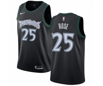 Men's Nike Minnesota Timberwolves #25 Derrick Rose Authentic Black Hardwood Classics Jersey