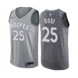 Men's Nike Minnesota Timberwolves #25 Derrick Rose Authentic Gray NBA Jersey - City Edition