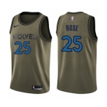 Men's Nike Minnesota Timberwolves #25 Derrick Rose Swingman Green Salute to Service NBA Jersey