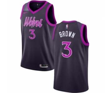 Men's Nike Minnesota Timberwolves #3 Anthony Brown Authentic Purple NBA Jersey - City Edition