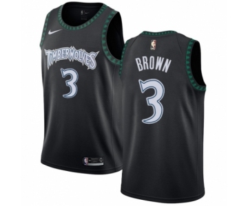 Men's Nike Minnesota Timberwolves #3 Anthony Brown Swingman Black Hardwood Classics Jersey