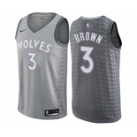 Men's Nike Minnesota Timberwolves #3 Anthony Brown Swingman Gray NBA Jersey - City Edition