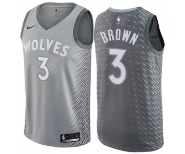 Men's Nike Minnesota Timberwolves #3 Anthony Brown Swingman Gray NBA Jersey - City Edition