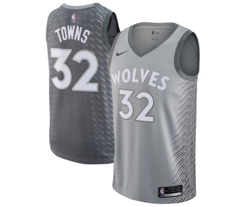 Men's Nike Minnesota Timberwolves #32 Karl-Anthony Towns Authentic Gray NBA Jersey - City Edition