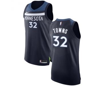 Men's Nike Minnesota Timberwolves #32 Karl-Anthony Towns Authentic Navy Blue Road NBA Jersey - Icon Edition