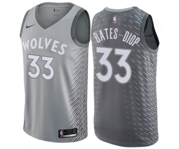 Men's Nike Minnesota Timberwolves #33 Keita Bates-Diop Authentic Gray NBA Jersey - City Edition