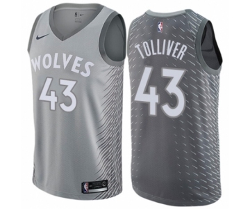 Men's Nike Minnesota Timberwolves #43 Anthony Tolliver Authentic Gray NBA Jersey - City Edition