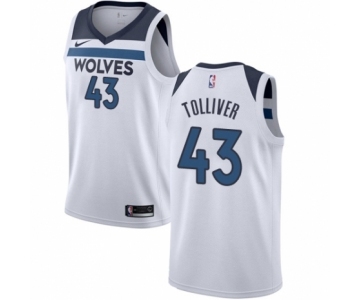 Men's Nike Minnesota Timberwolves #43 Anthony Tolliver Authentic White NBA Jersey - Association Edition