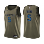 Men's Nike Minnesota Timberwolves #5 Gorgui Dieng Swingman Green Salute to Service NBA Jersey