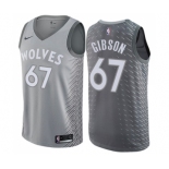 Men's Nike Minnesota Timberwolves #67 Taj Gibson Swingman Gray NBA Jersey - City Edition