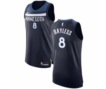 Men's Nike Minnesota Timberwolves #8 Jerryd Bayless Authentic Navy Blue NBA Jersey - Icon Edition