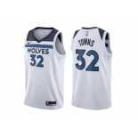 Nike NBA Minnesota Timberwolves #32 Karl Anthony Towns Jersey 2017 18 New Season Wine White Jersey