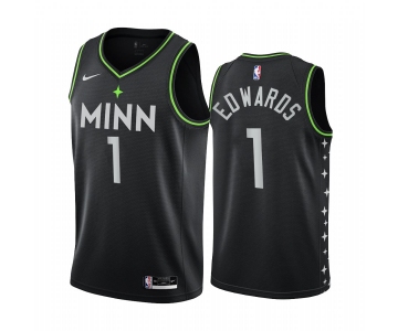 Nike Timberwolves #1 Anthony Edwards Black NBA Swingman 2020-21 City Edition Jersey