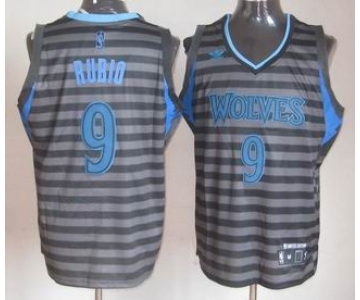 nba minnesota timberwolves #9 rubio grey[number blue][black strip][limited]