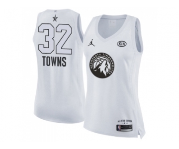 Women Nike Minnesota Timberwolves #32 Karl-Anthony Towns White NBA Jordan Swingman 2018 All-Star Game Jersey