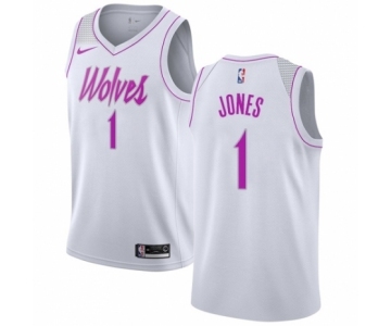 Women's Nike Minnesota Timberwolves #1 Tyus Jones White Swingman Jersey - Earned Edition