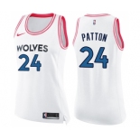 Women's Nike Minnesota Timberwolves #24 Justin Patton Swingman White Pink Fashion NBA Jersey