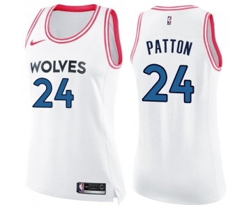 Women's Nike Minnesota Timberwolves #24 Justin Patton Swingman White Pink Fashion NBA Jersey