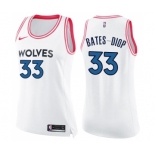 Women's Nike Minnesota Timberwolves #33 Keita Bates-Diop Swingman White Pink Fashion NBA Jersey