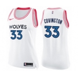 Women's Nike Minnesota Timberwolves #33 Robert Covington Swingman White Pink Fashion NBA Jersey