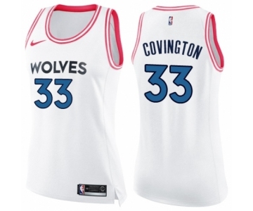 Women's Nike Minnesota Timberwolves #33 Robert Covington Swingman White Pink Fashion NBA Jersey