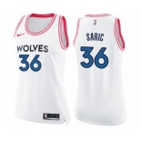 Women's Nike Minnesota Timberwolves #36 Dario Saric Swingman White Pink Fashion NBA Jersey