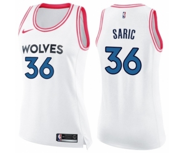 Women's Nike Minnesota Timberwolves #36 Dario Saric Swingman White Pink Fashion NBA Jersey