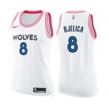 Women's Nike Minnesota Timberwolves #8 Nemanja Bjelica Swingman White Pink Fashion NBA Jersey