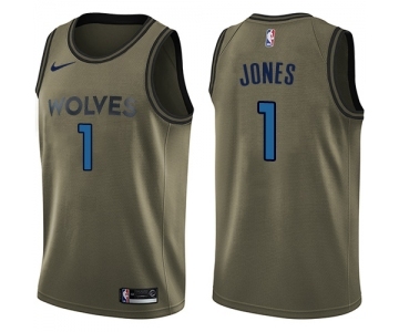 Youth Nike Minnesota Timberwolves #1 Tyus Jones Swingman Green Salute to Service NBA Jersey